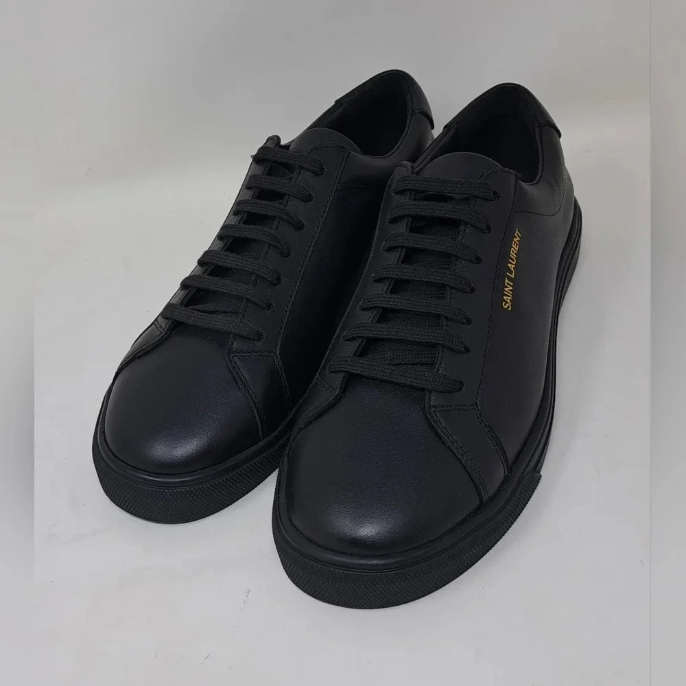 NWT Saint Laurent Andy Sneakers Shoes Low Top Black Leather Lace-Up 39 EU 9 US - Picture 4 of 16